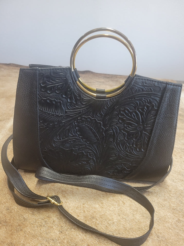 Gold ring handle bag on sale